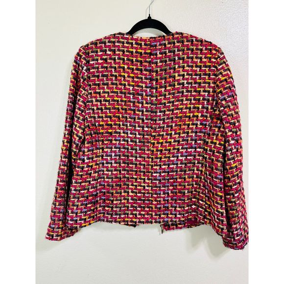 Chico's Women's Front Zip Multicolored Woven Career Jacket Size 1, Medium - Picture 6 of 6